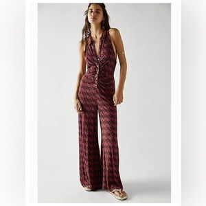 Free People Shayla Halter Jumpsuit - Hazelnut/Brown